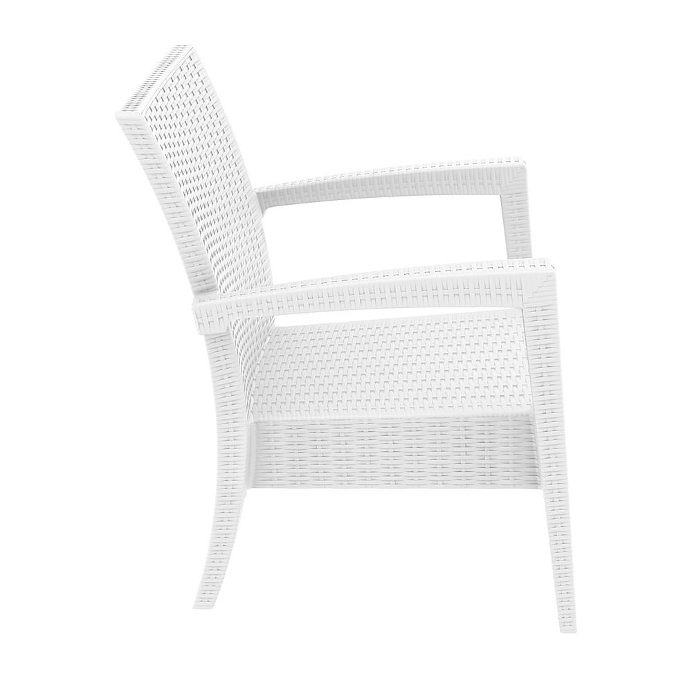 Miami Resin Club Chair White with Sunbrella Natural Cushion, set of 2. Picture 5