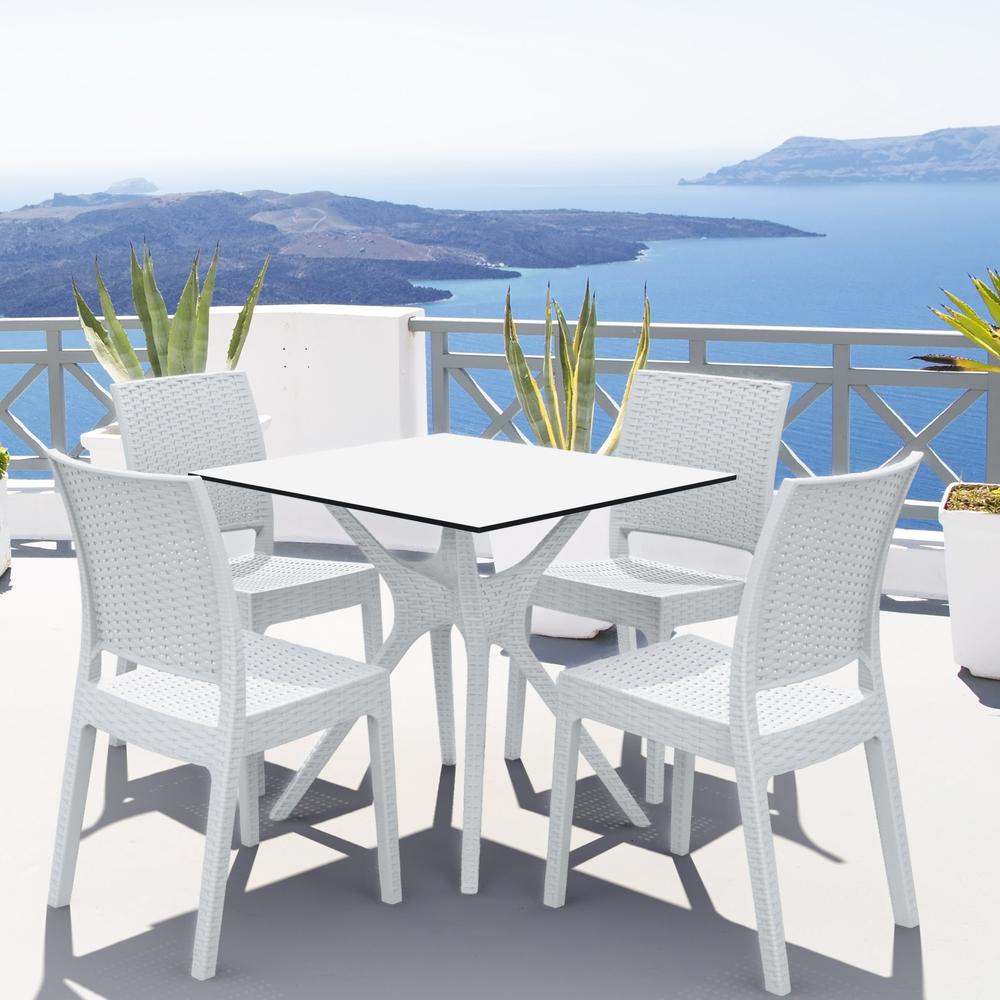 Outdoor Dining Set, 5 Piece, Square, White, Belen Kox. Picture 3