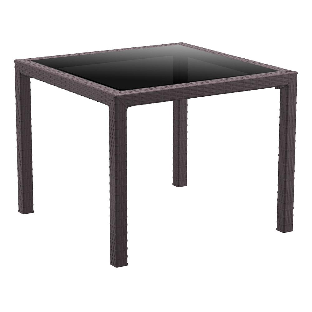 Miami Resin Wickerlook Square Dining Table Brown 37 inch. Picture 1