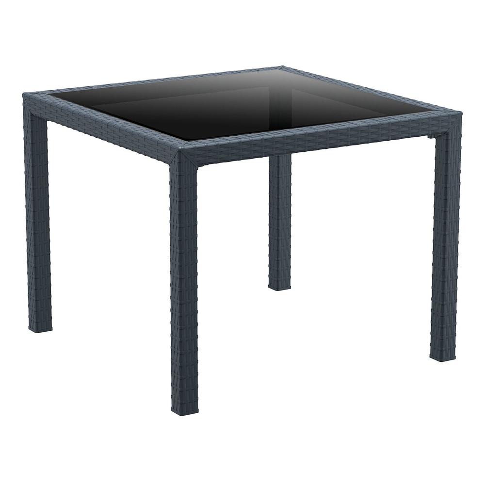 Miami Resin Wickerlook Square Dining Table Dark Gray 37 inch. Picture 1