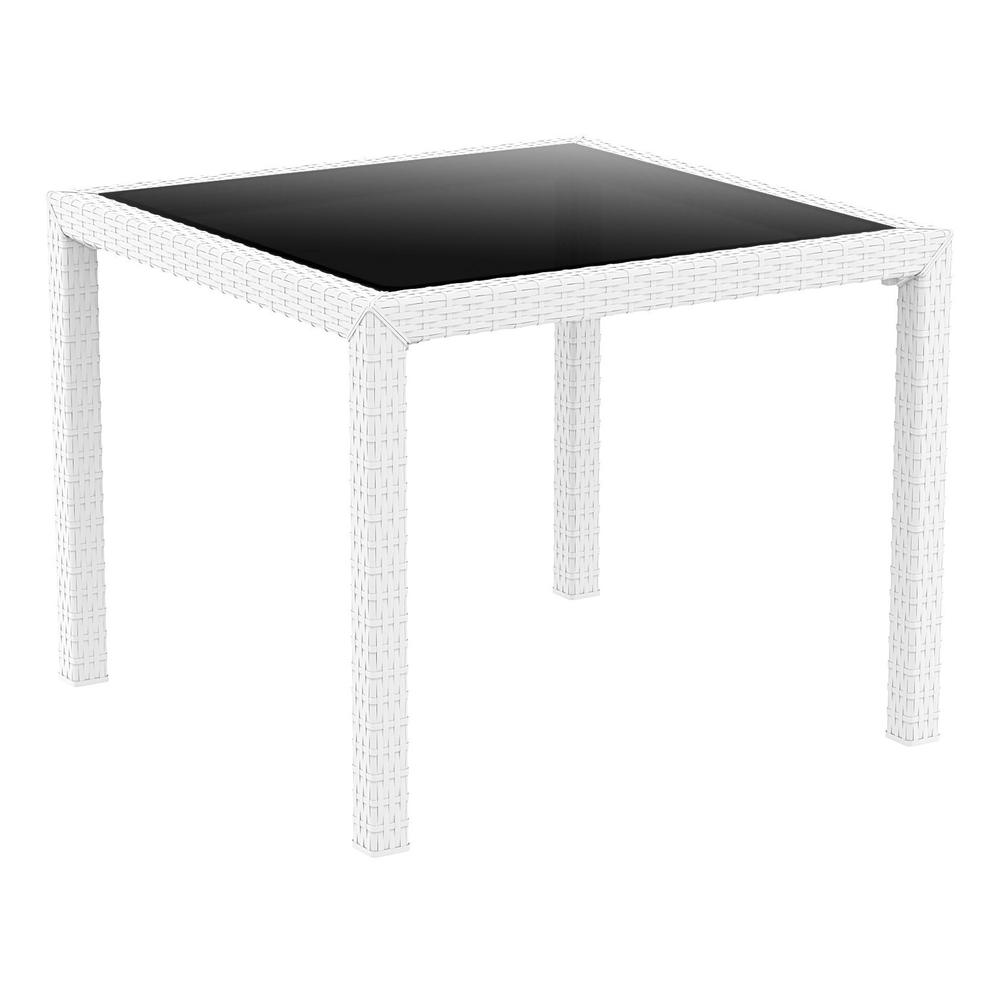 Miami Resin Wickerlook Square Dining Table White 37 inch. Picture 1