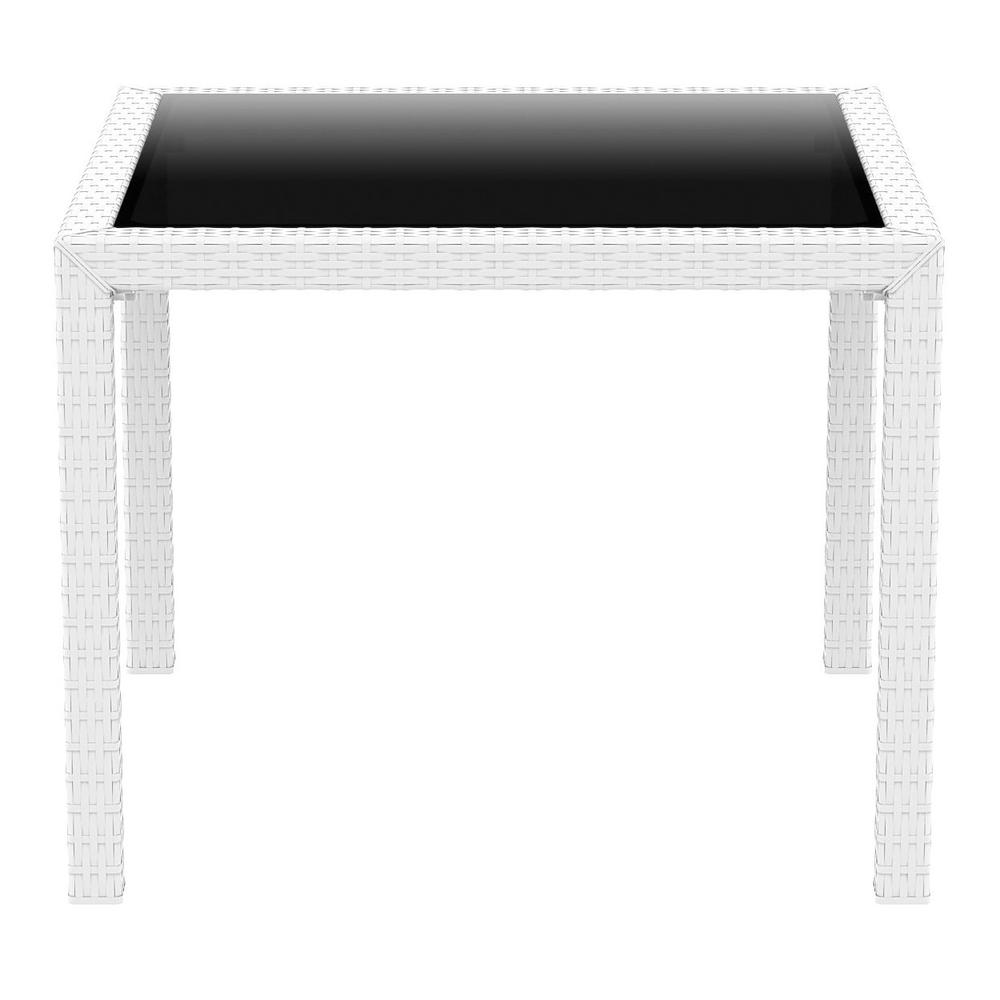 Woven-Wicker-Looking Square Patio Dining Table, White, Belen Kox. Picture 2