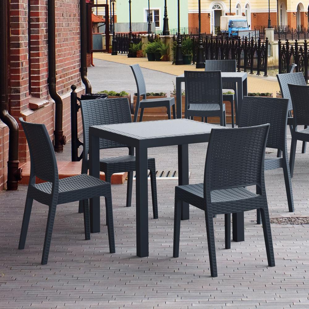 Orlando Wickerlook Square Dining Set 5 Piece Dark Gray with Florida Side Chairs. Picture 4