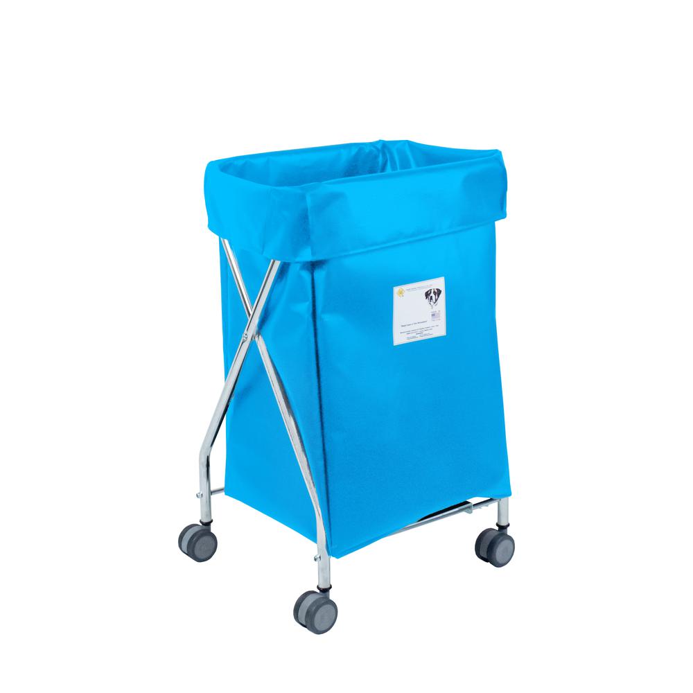 Wide Collapsible Hamper with Electric Blue Vinyl Bag, 6 Bushel Capacity. Picture 1