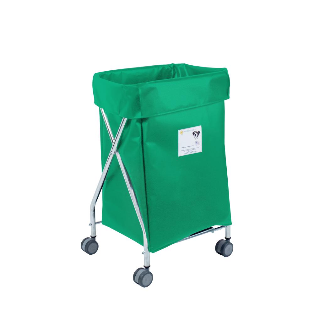 Narrow Collapsible Hamper with Forest Green Vinyl Bag, 5 Bushel Capacity. Picture 1