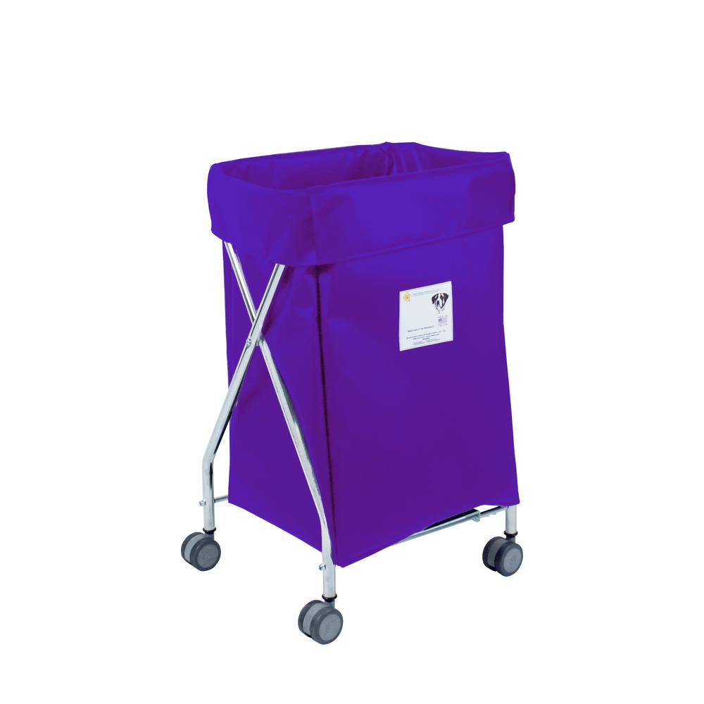 Narrow Collapsible Hamper with Purple Vinyl Bag, 5 Bushel Capacity. The main picture.