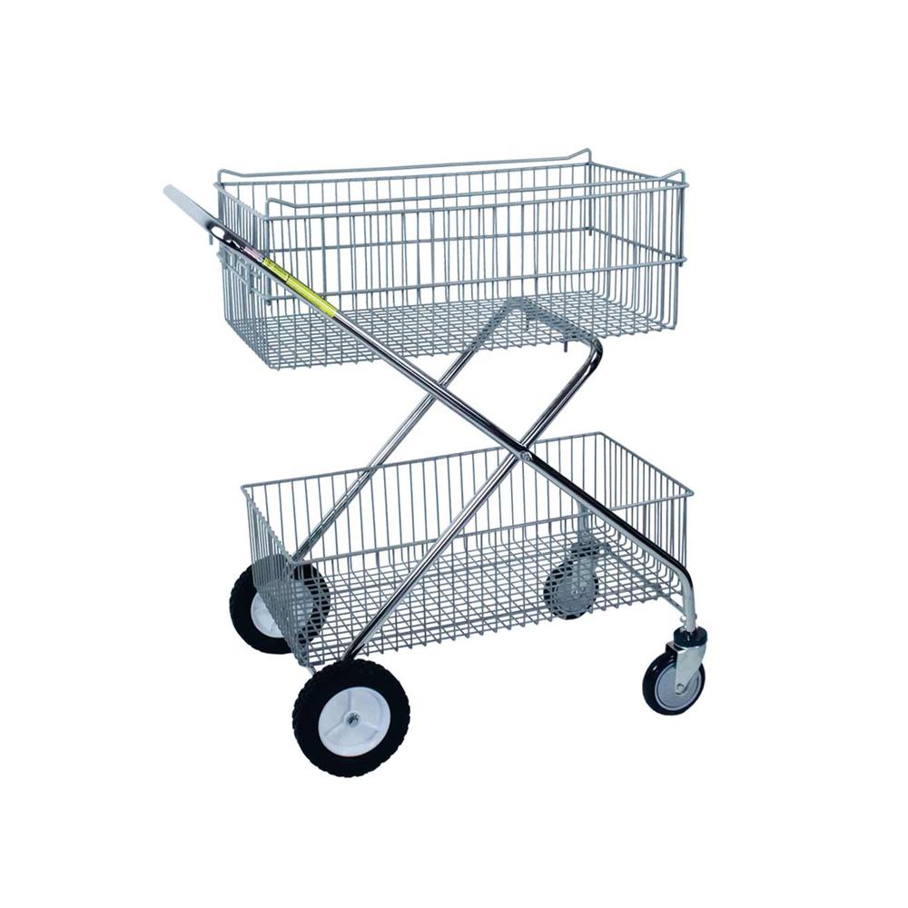 R&B Wire™ 500 Deluxe Double Basket Wire Utility Mail Cart. Picture 1