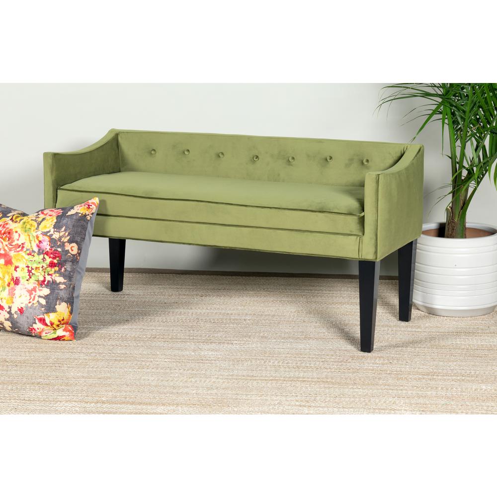 Leffler Home Gracie Button Tufted Upholstered Bench in Chantel Avocado. Picture 2