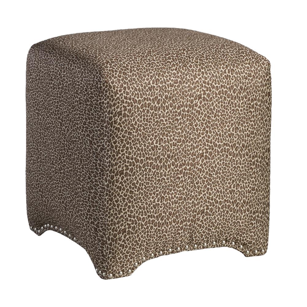 Leffler Home Emma Upholstered Cube Ottoman in Wild One Chocolate. Picture 2