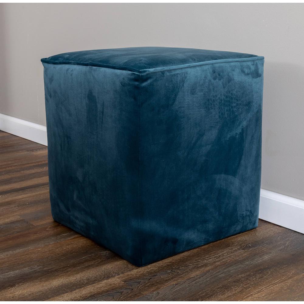 Leffler Home Set of Two Harper Upholstered Cube Ottomans in Chantel Teal. Picture 2