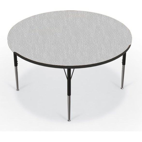 Activity Table - 48" Round - Gray Nebula Top Surface - Black Edgeband. Picture 1