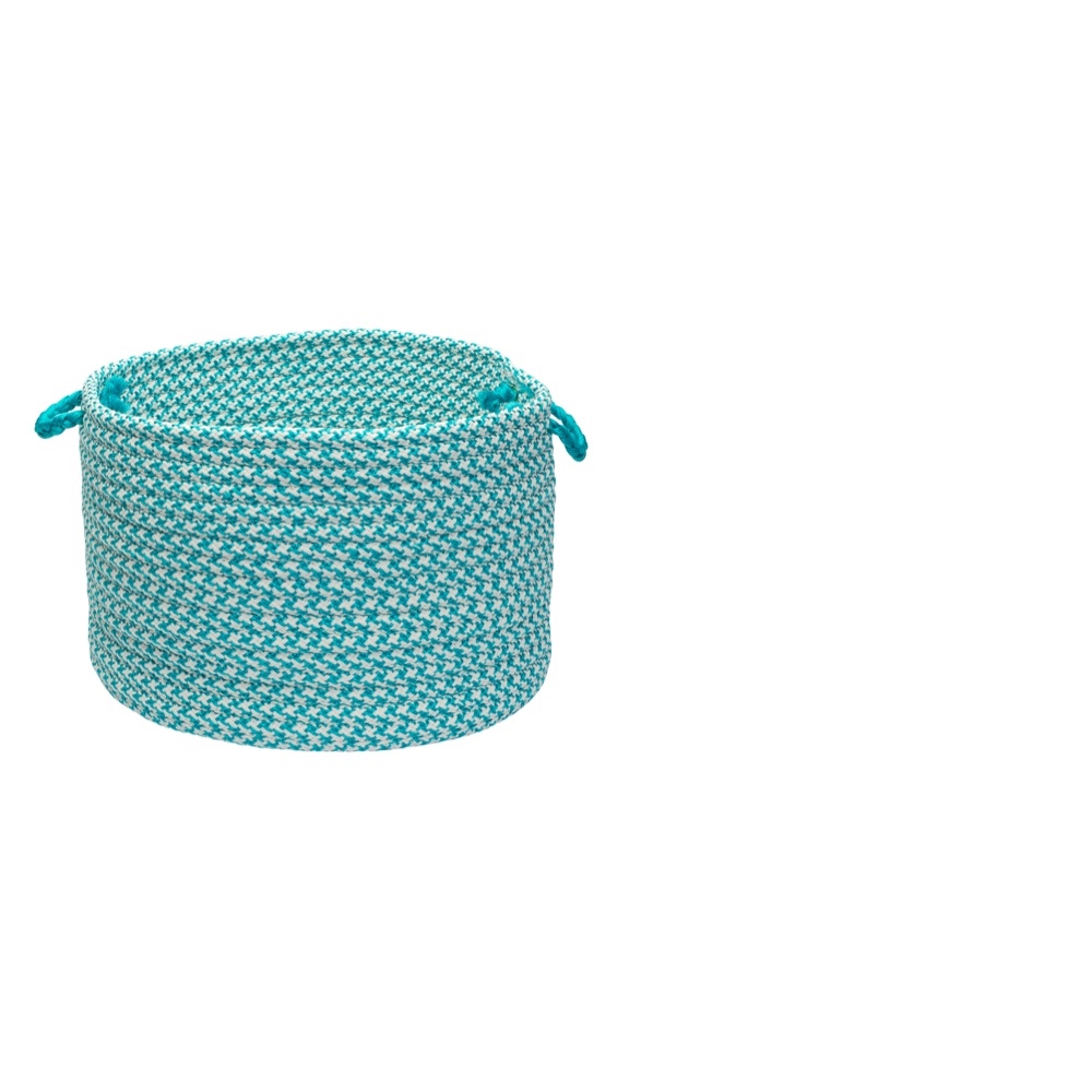 Houndstooth Bright Edge - Turquoise 14"x10" Basket. Picture 1