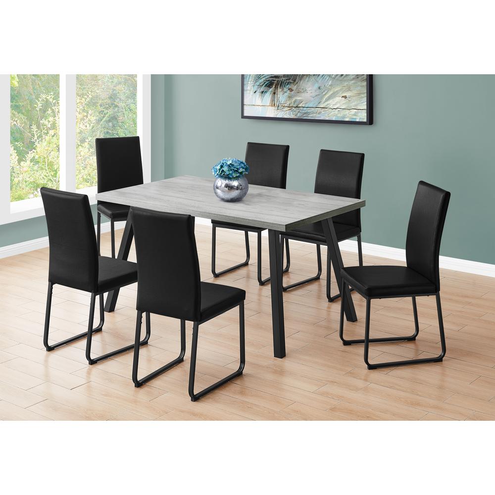 Dining Table, 60 Rectangular, Kitchen, Dining Room, Grey Laminate, Black. Picture 6