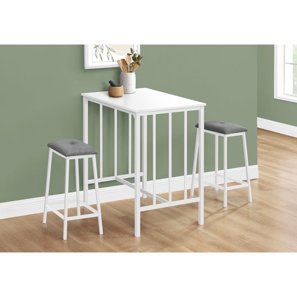 Contemporary Dining Set in White,Grey color. Picture 2