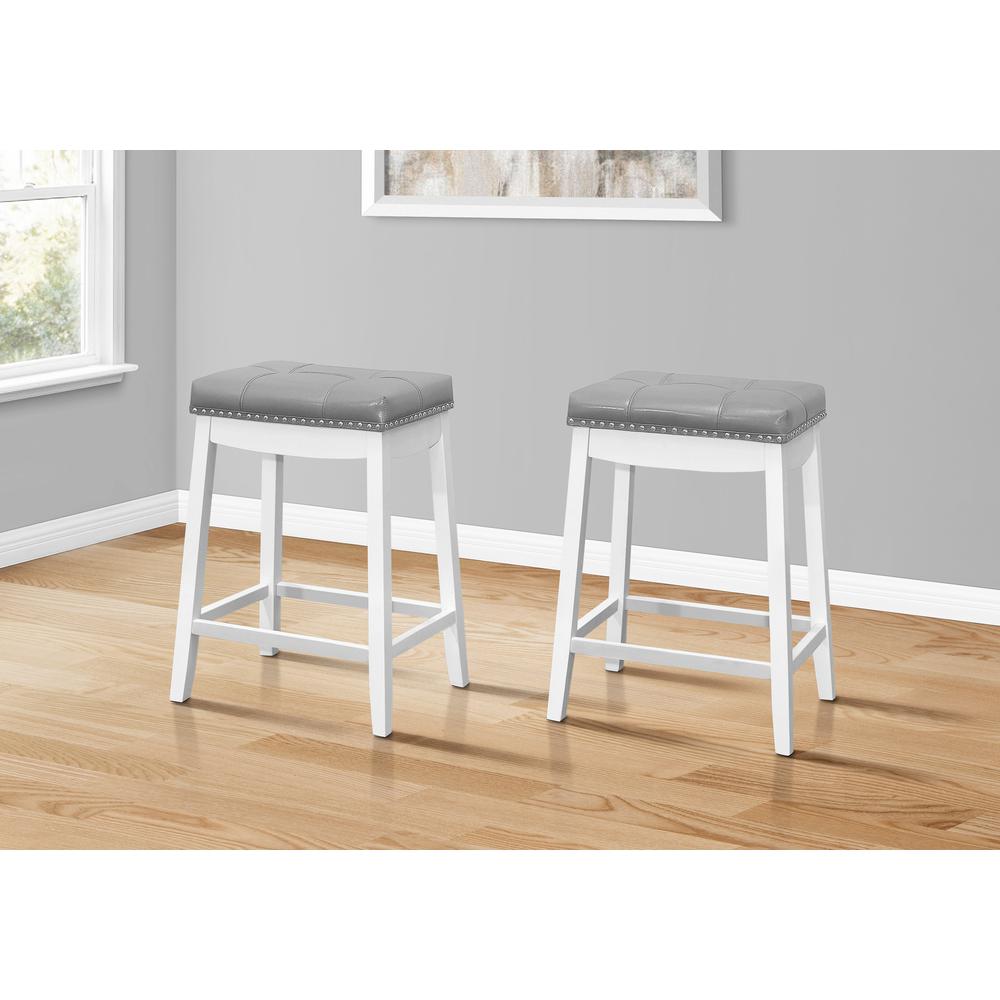 Bar Stool, Set Of 2, Counter Height, Saddle Seat, Kitchen. Picture 2