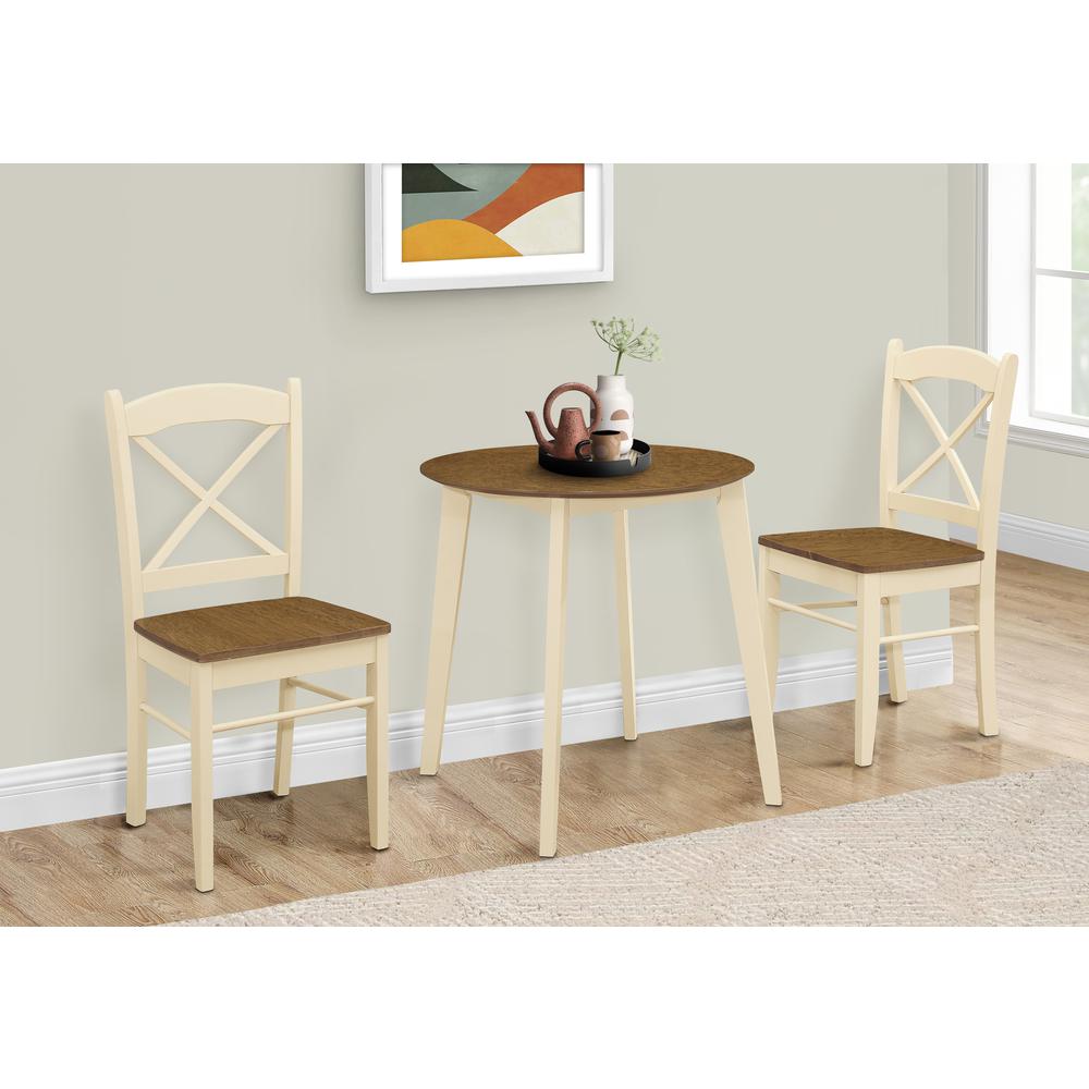 Dining Table, 30 Round, Small, Kitchen, Dining Room, Oak And Cream. Picture 2