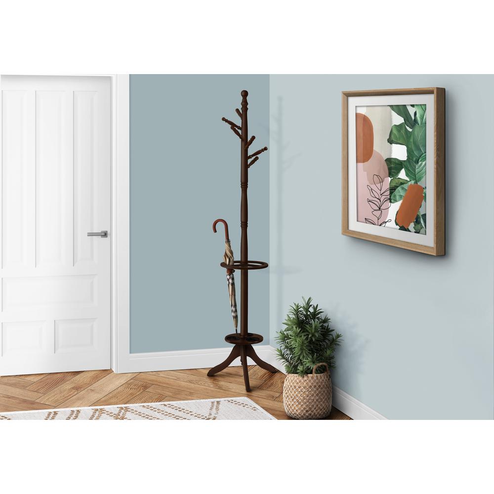 Coat Rack, Hall Tree, Free Standing, 6 Hooks, Entryway, 71H, Umbrella Holder. Picture 2