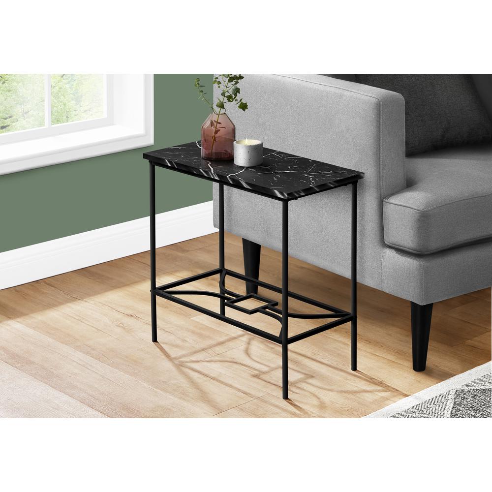 Accent Table, Side, End, Narrow, Small, 2 Tier, Living Room, Bedroom, Black. Picture 2