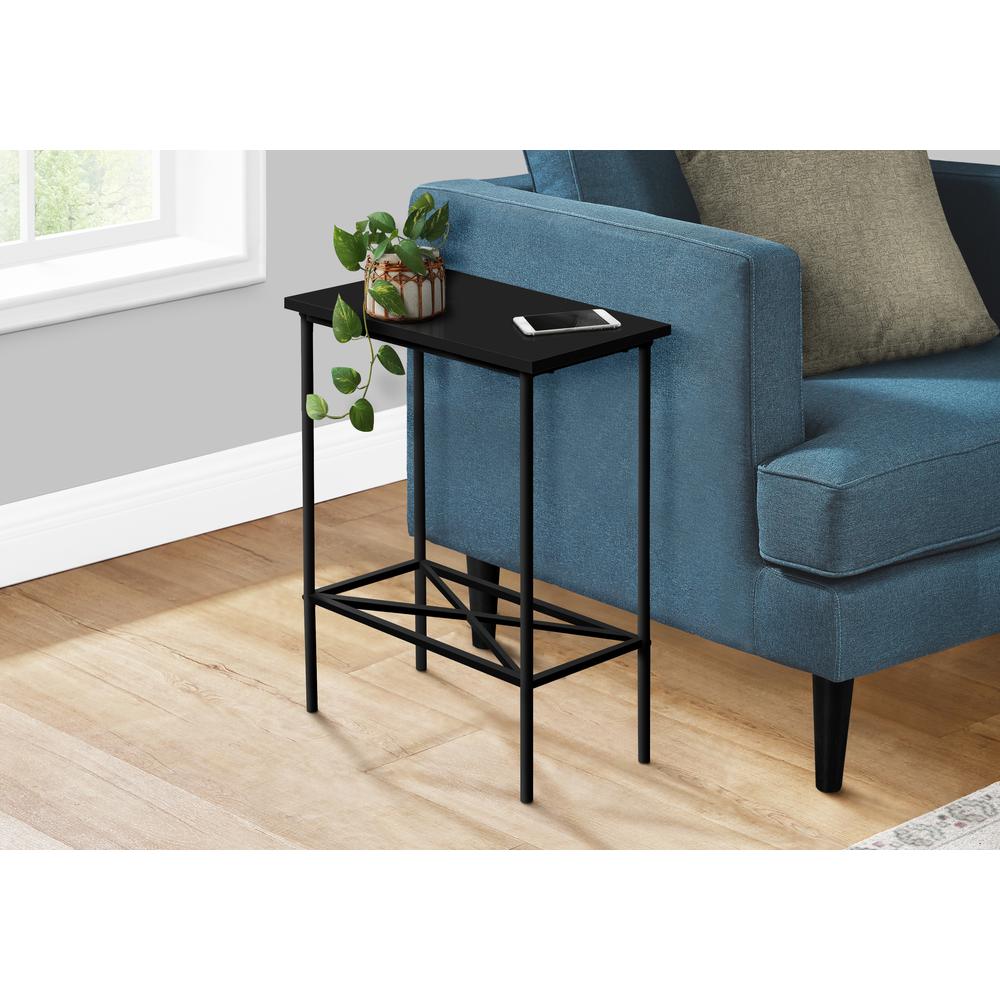 Accent Table, Side, End, Narrow, Small, 2 Tier, Living Room, Bedroom, Black. Picture 8