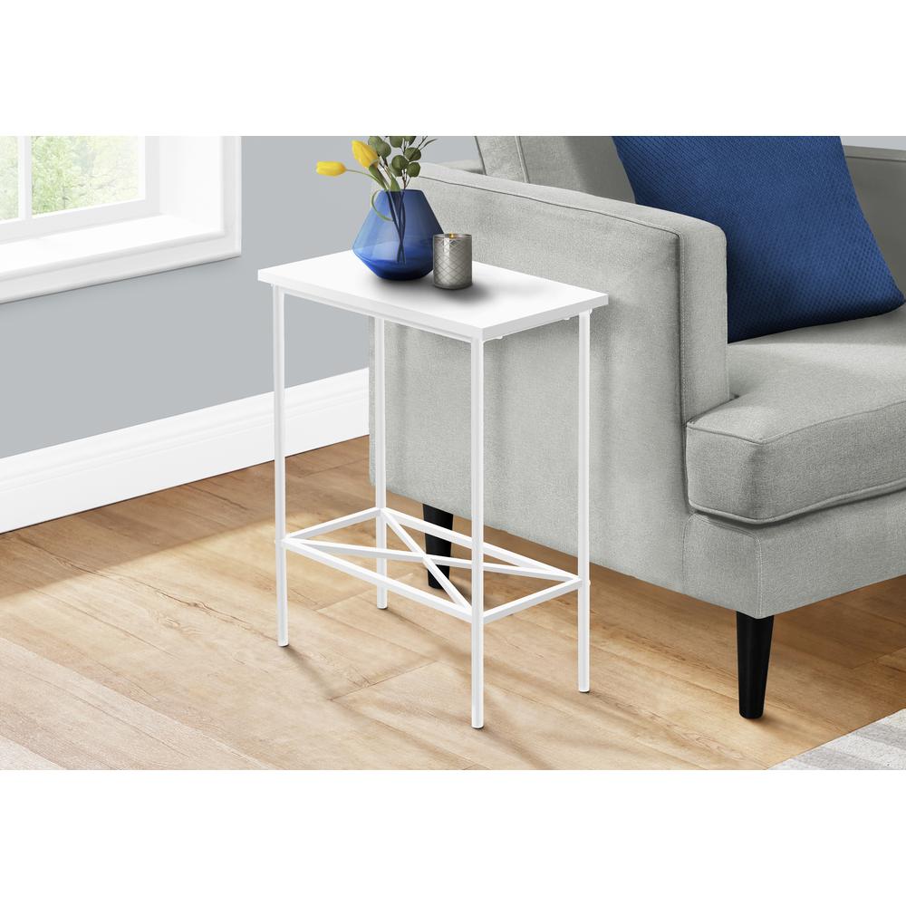 Accent Table, Side, End, Narrow, Small, 2 Tier, Living Room, Bedroom, White. Picture 7