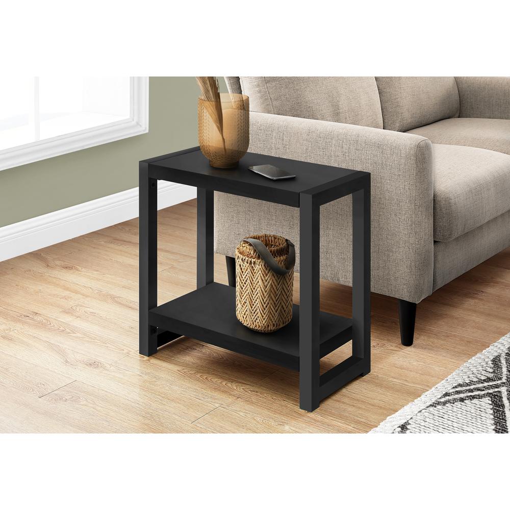 Accent Table, Side, End, Narrow, Small, 2 Tier, Living Room, Bedroom, Black. Picture 8