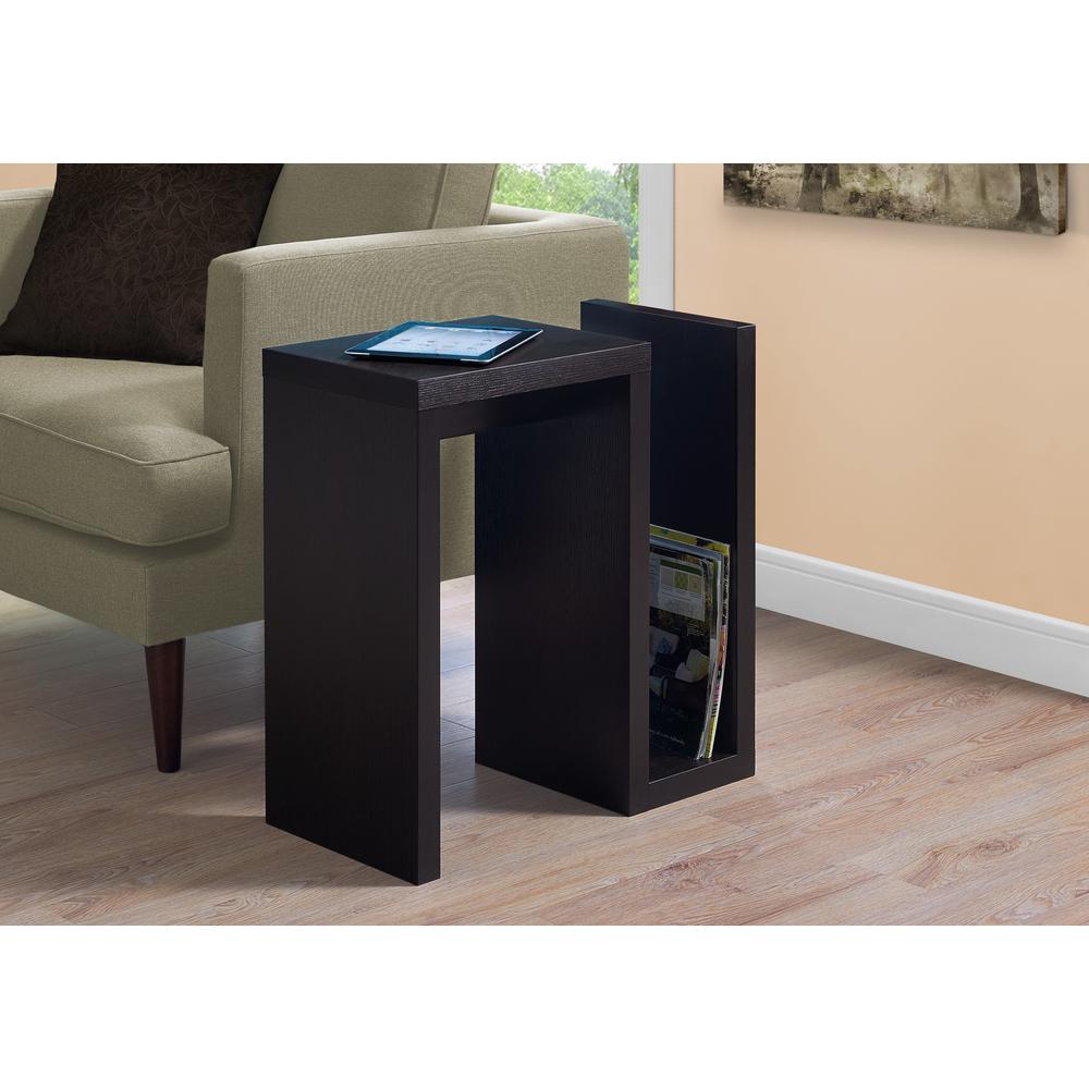 Accent Table, Side, End, Narrow, Small, Living Room, Bedroom, Brown Laminate. Picture 2