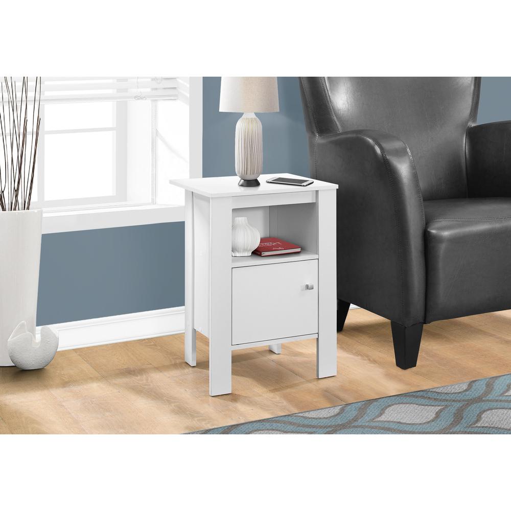 Accent Table, Side, End, Nightstand, Lamp, Storage, Living Room, Bedroom, White. Picture 2