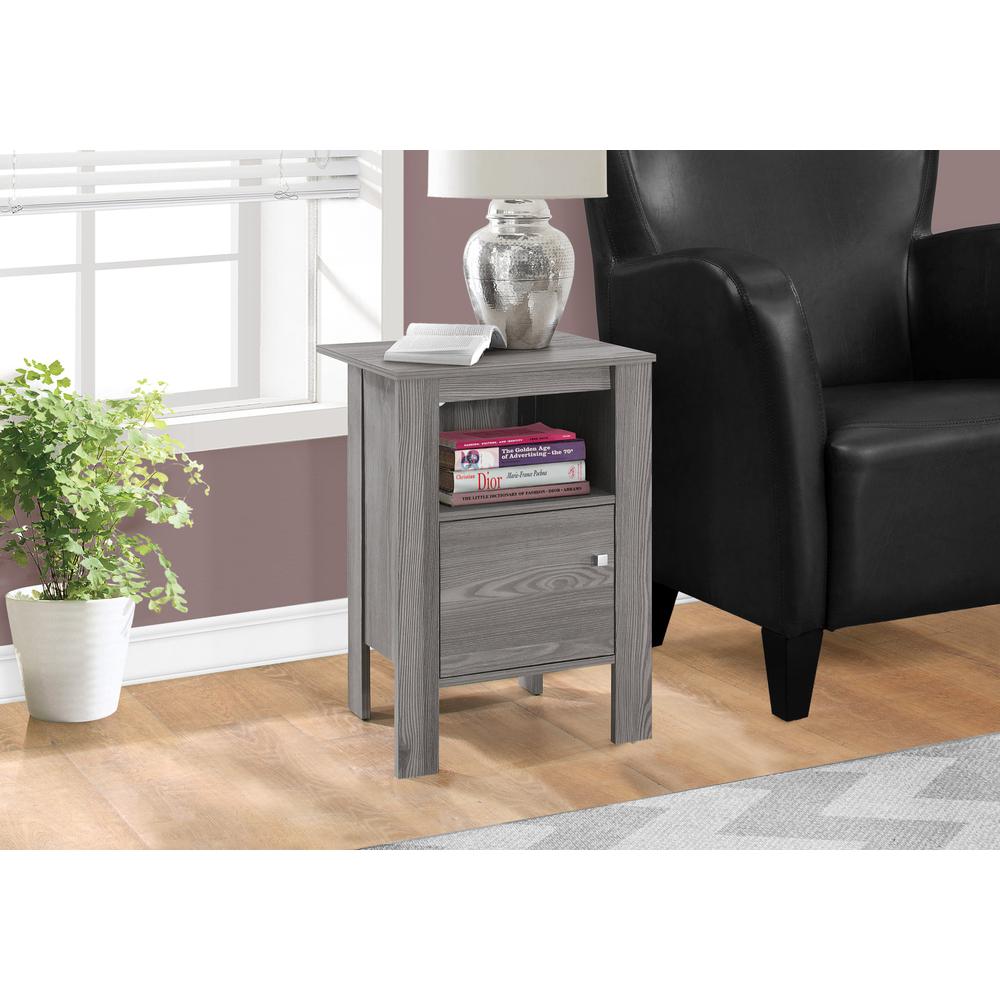 Accent Table, Side, End, Nightstand, Lamp, Storage, Living Room, Bedroom, Grey. Picture 2