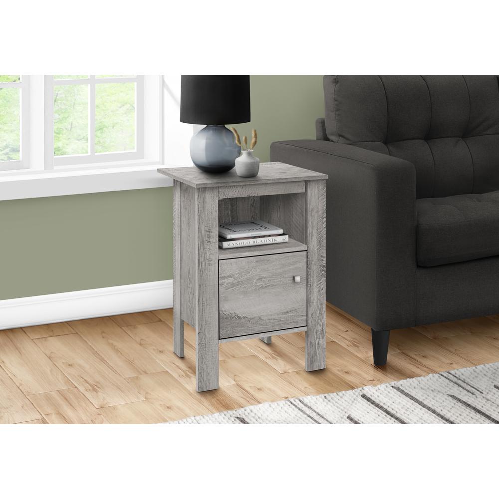 Accent Table, Side, End, Nightstand, Lamp, Storage, Living Room, Bedroom, Grey. Picture 9