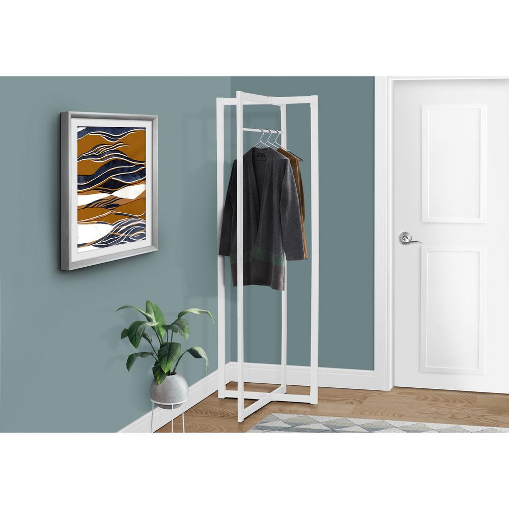 Coat Rack, Hall Tree, Free Standing, Hanging Bar, Entryway, 72H, Bedroom, White. Picture 2