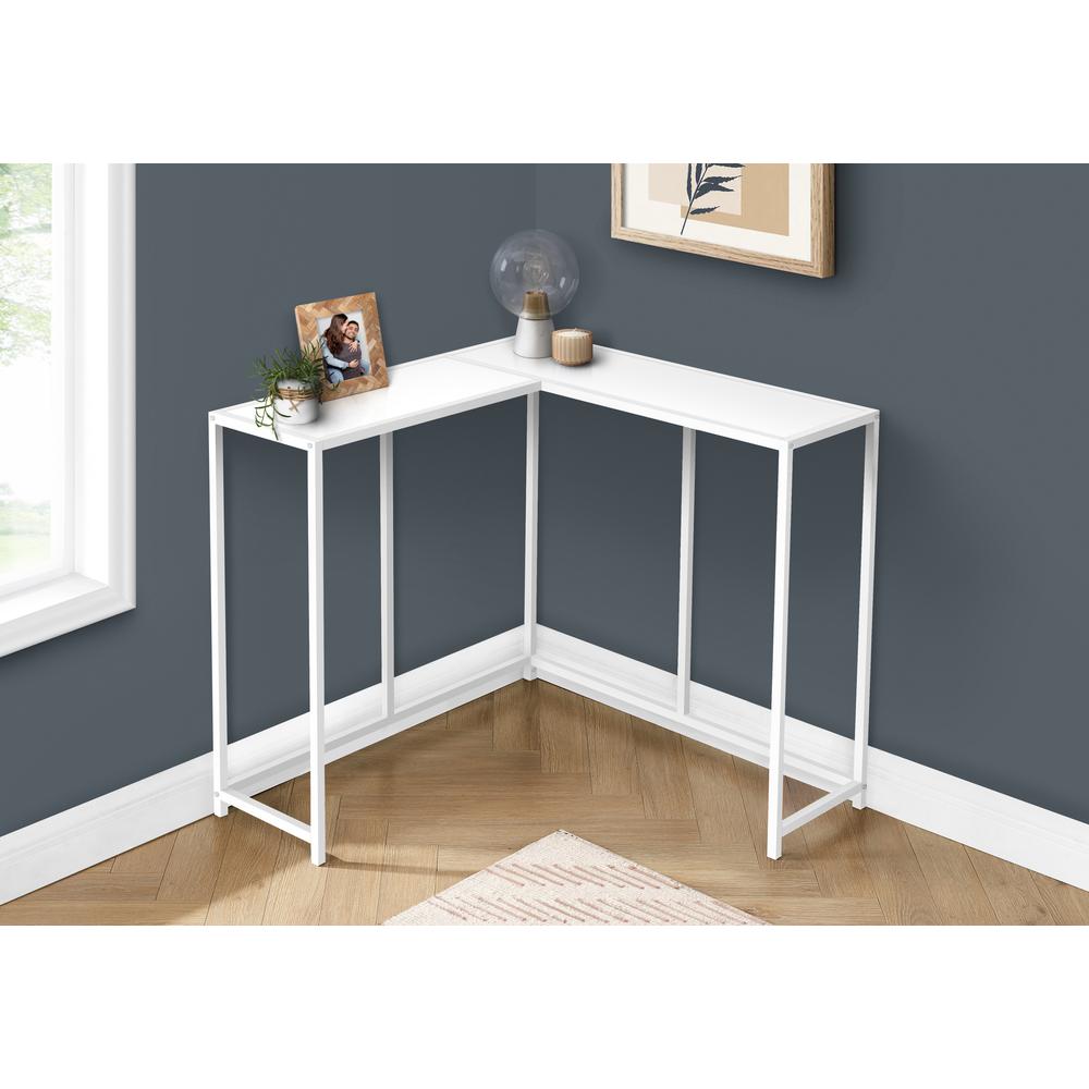 Accent Table, Console, Entryway, Narrow, Corner, Living Room, Bedroom, White. Picture 8