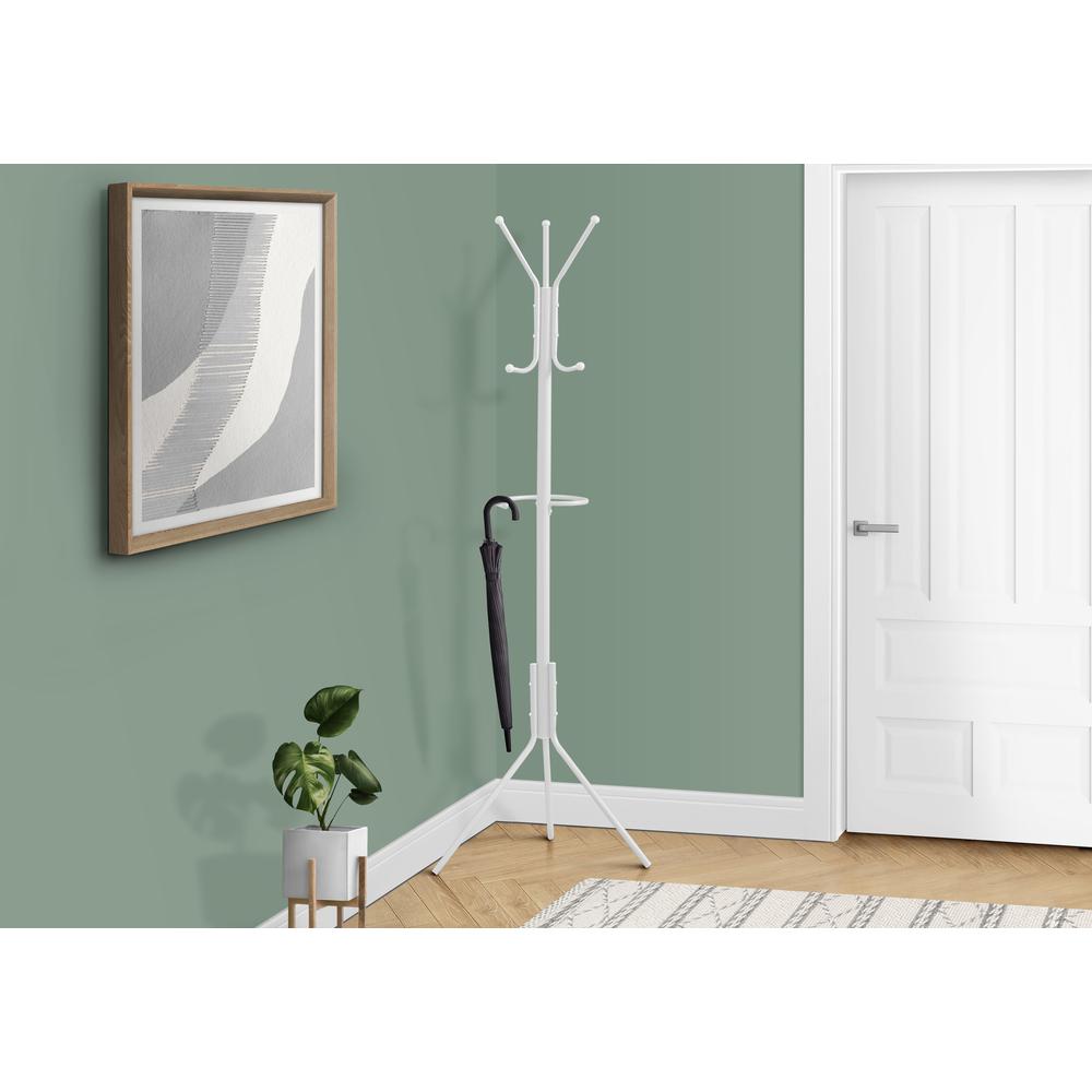 Coat Rack, Hall Tree, Free Standing, Hanging Bar, 6 Hooks, Entryway, 68H. Picture 2