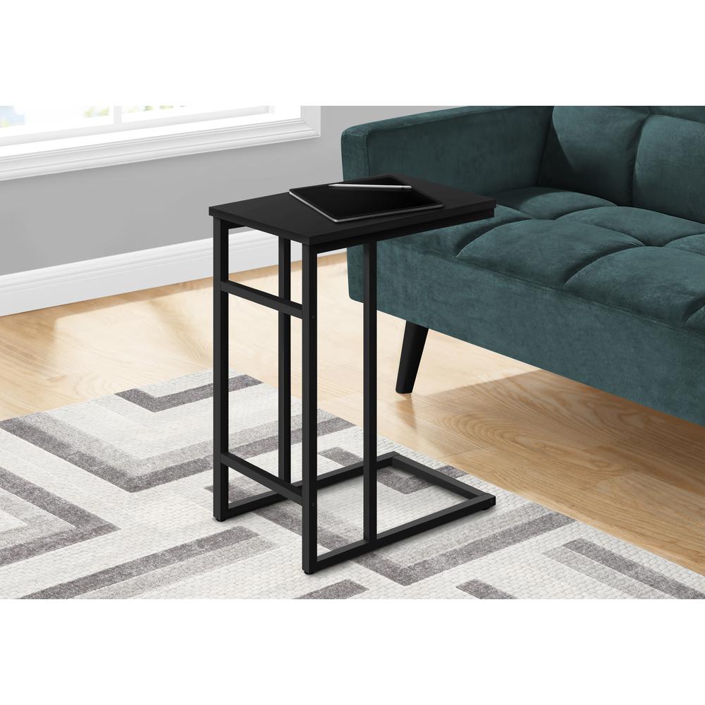 Accent Table, C-shaped, End, Side, Snack, Living Room, Bedroom, Black Laminate. Picture 8