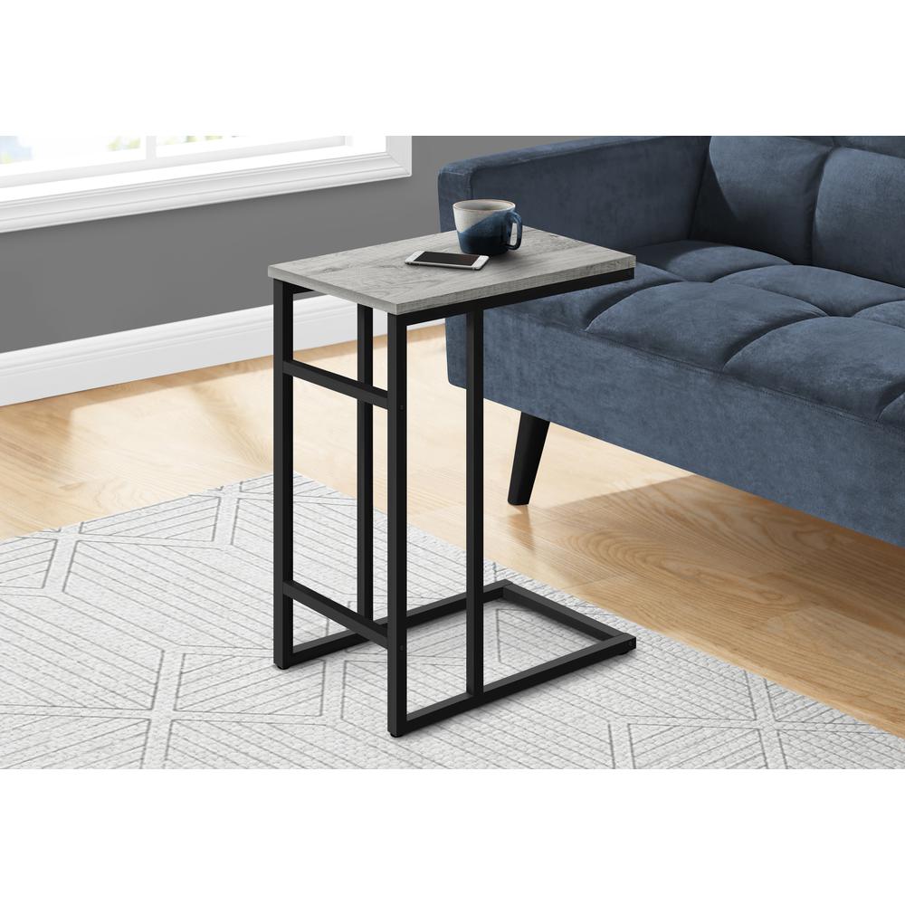 Accent Table, C-shaped, End, Side, Snack, Living Room, Bedroom, Grey Laminate. Picture 2