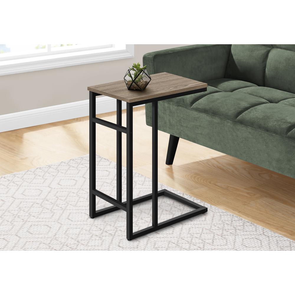 Accent Table, C-shaped, End, Side, Snack, Living Room, Bedroom, Brown Laminate. Picture 8