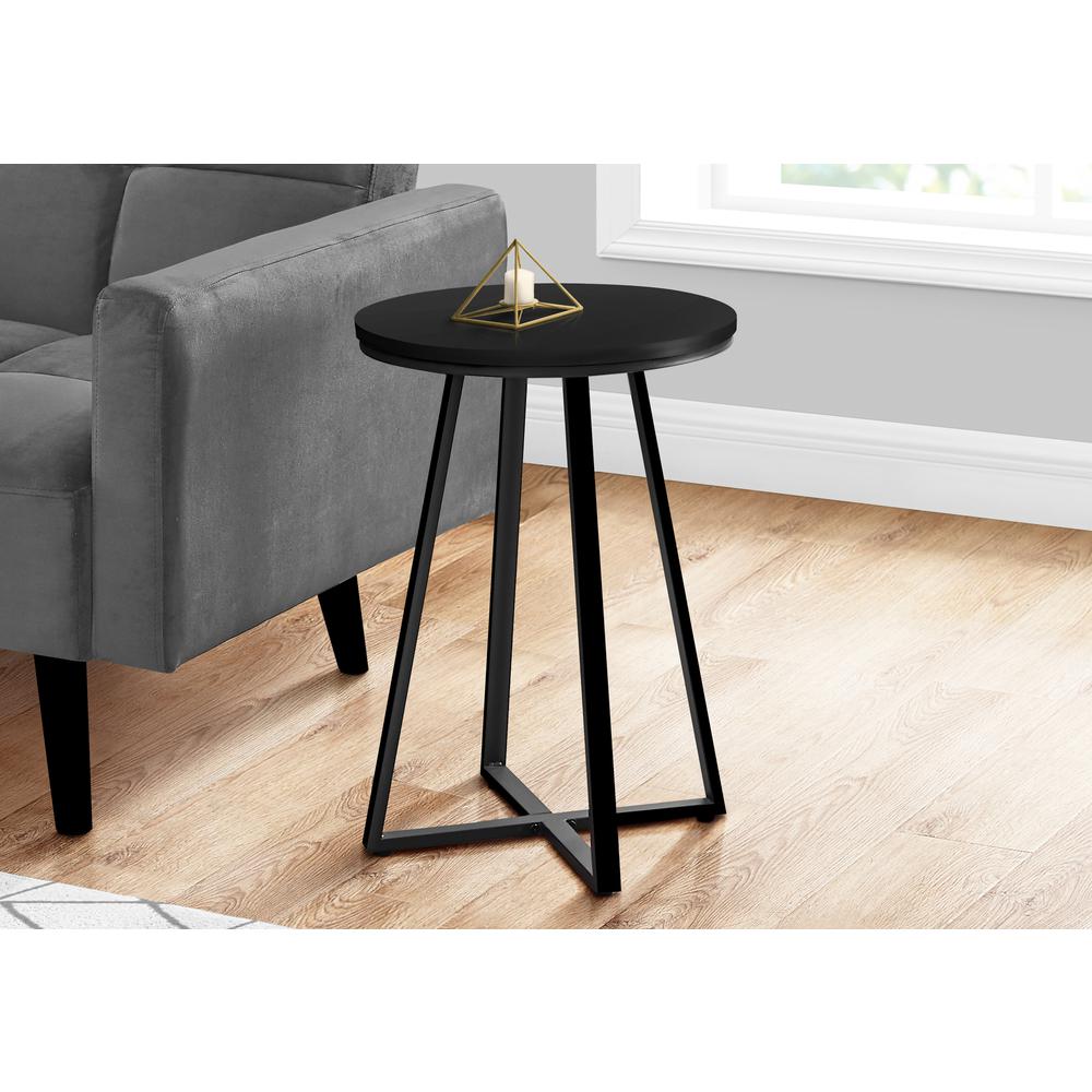 Accent Table, Side, Round, End, Nightstand, Lamp, Living Room, Bedroom, Black. Picture 2