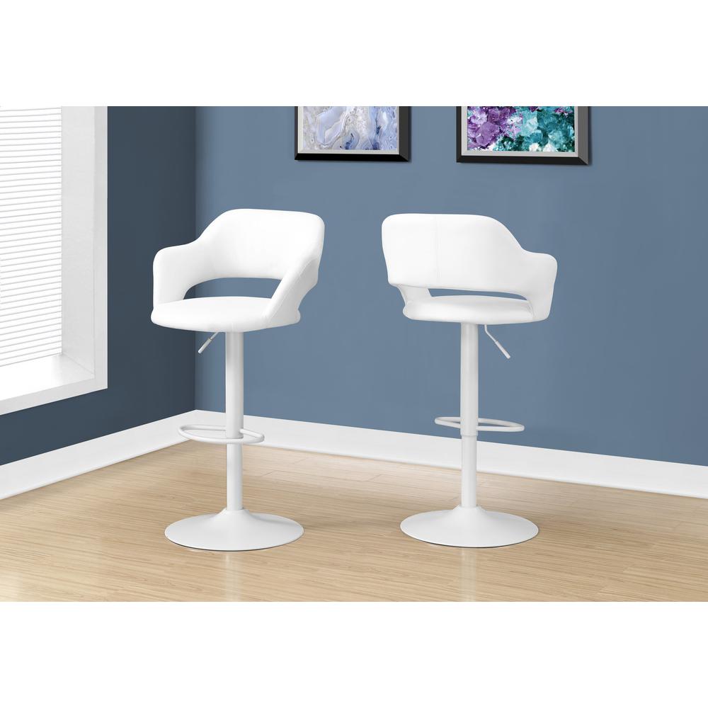 Bar Stool, Swivel, Bar Height, Adjustable, White. Picture 3