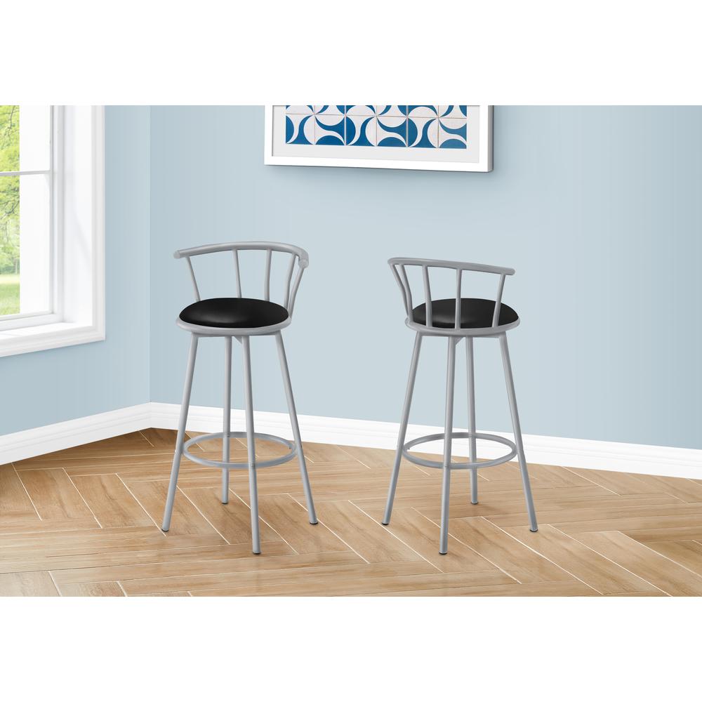 Bar Stool, Set Of 2, Swivel, Bar Height, Grey. Picture 10