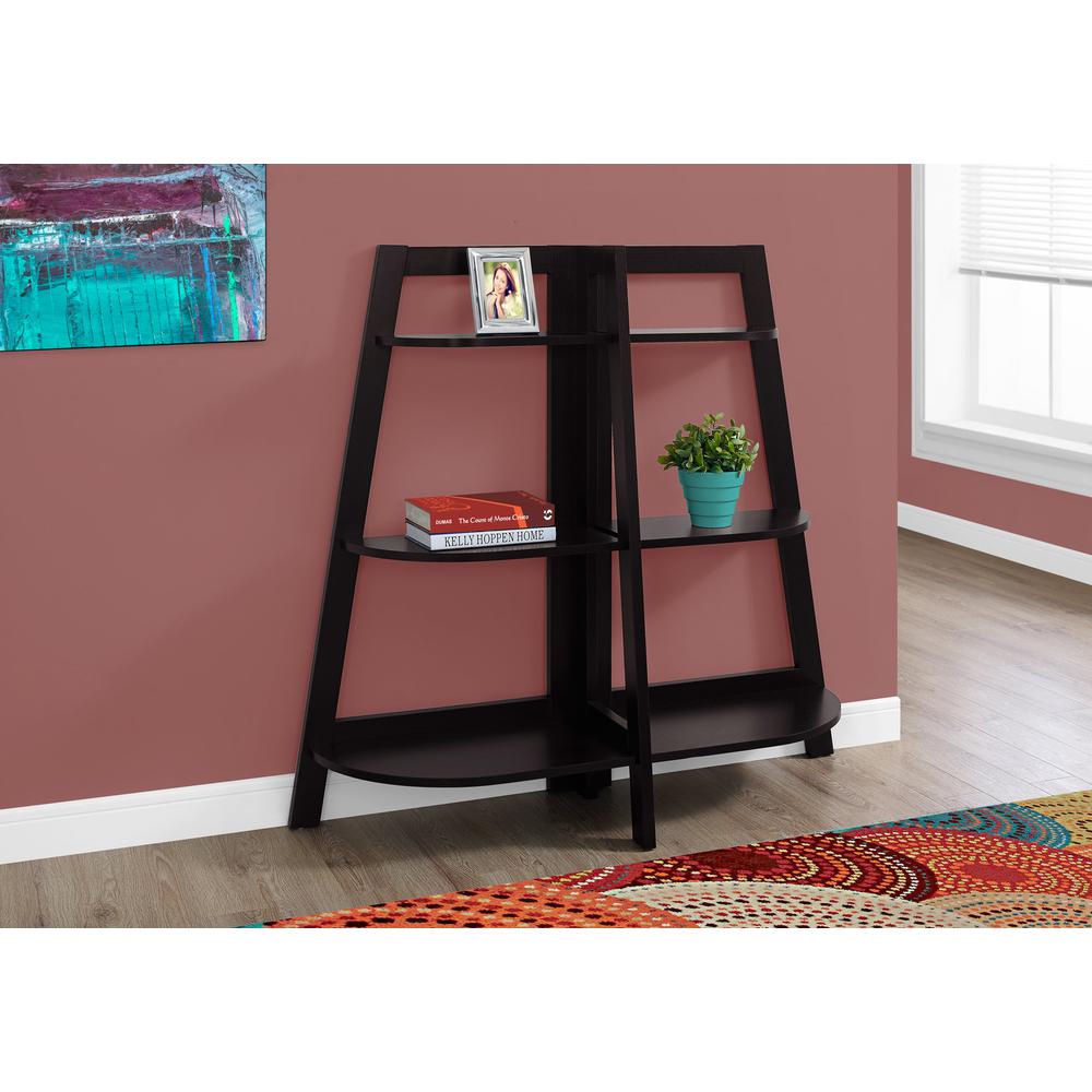 Bookshelf, Bookcase, Etagere, 3 Tier, 48H, Office, Bedroom, Brown Laminate. Picture 2