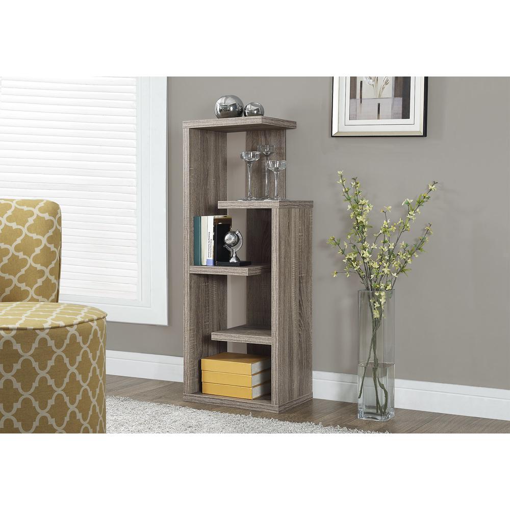 Bookshelf, Bookcase, Etagere, 4 Tier, 48H, Office, Bedroom, Brown Laminate. Picture 2