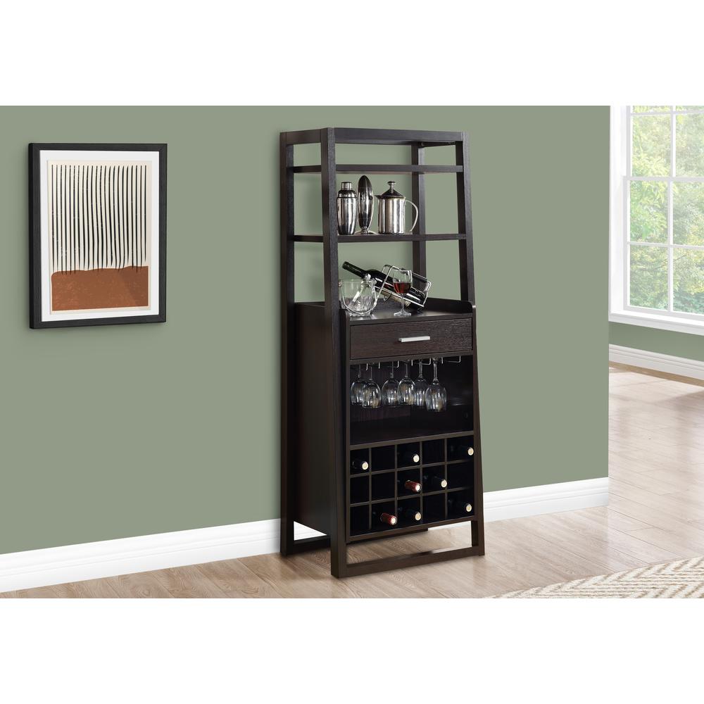 Home Bar, Wine Rack, Storage Cabinet, Brown Laminate, Contemporary, Modern. Picture 2
