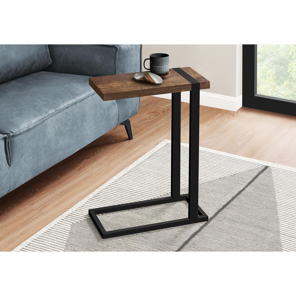 Accent Table, C-shaped, End, Side, Snack, Living Room, Bedroom, Brown Laminate. Picture 8
