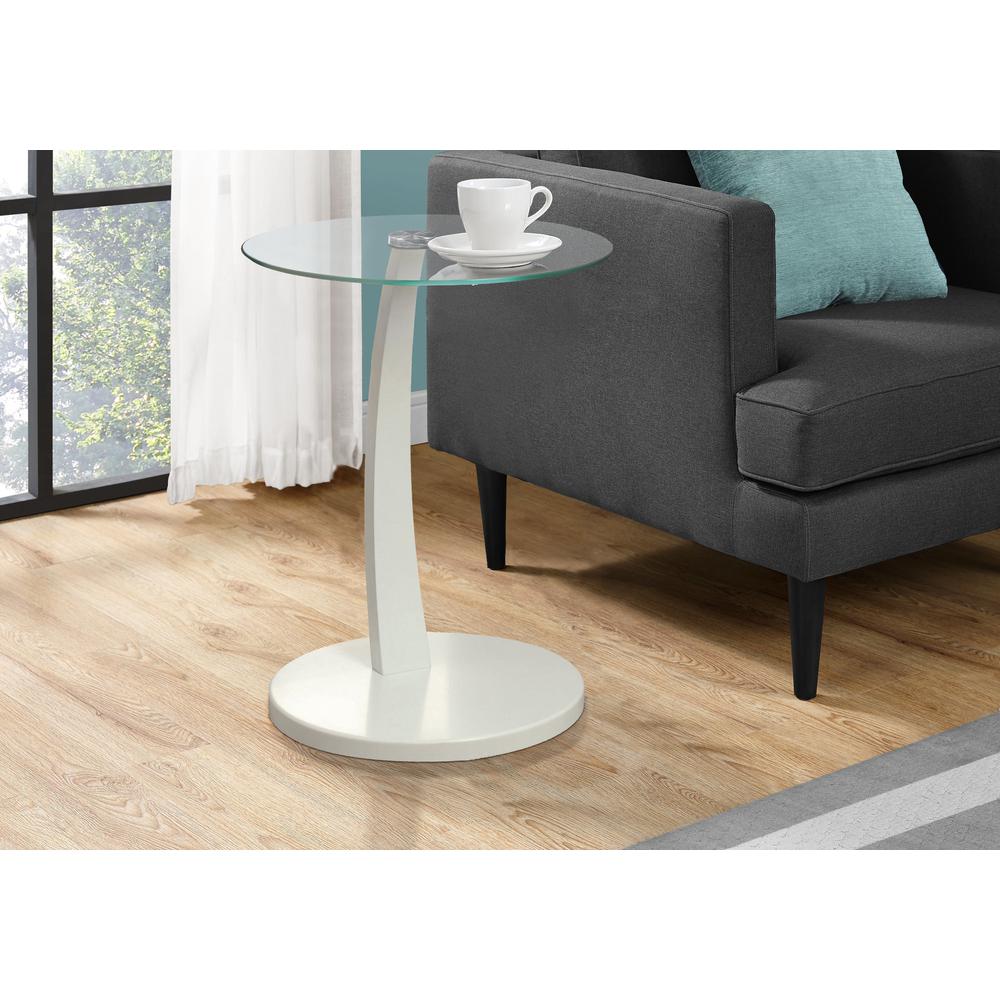 Accent Table, C-shaped, End, Side, Snack, Living Room, Bedroom, Clear Tempered. Picture 2