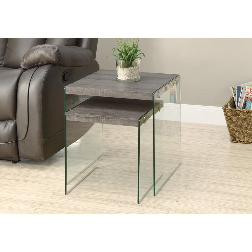 Nesting Table, Set Of 2, Side, End, Accent, Living Room, Bedroom, Brown. Picture 2
