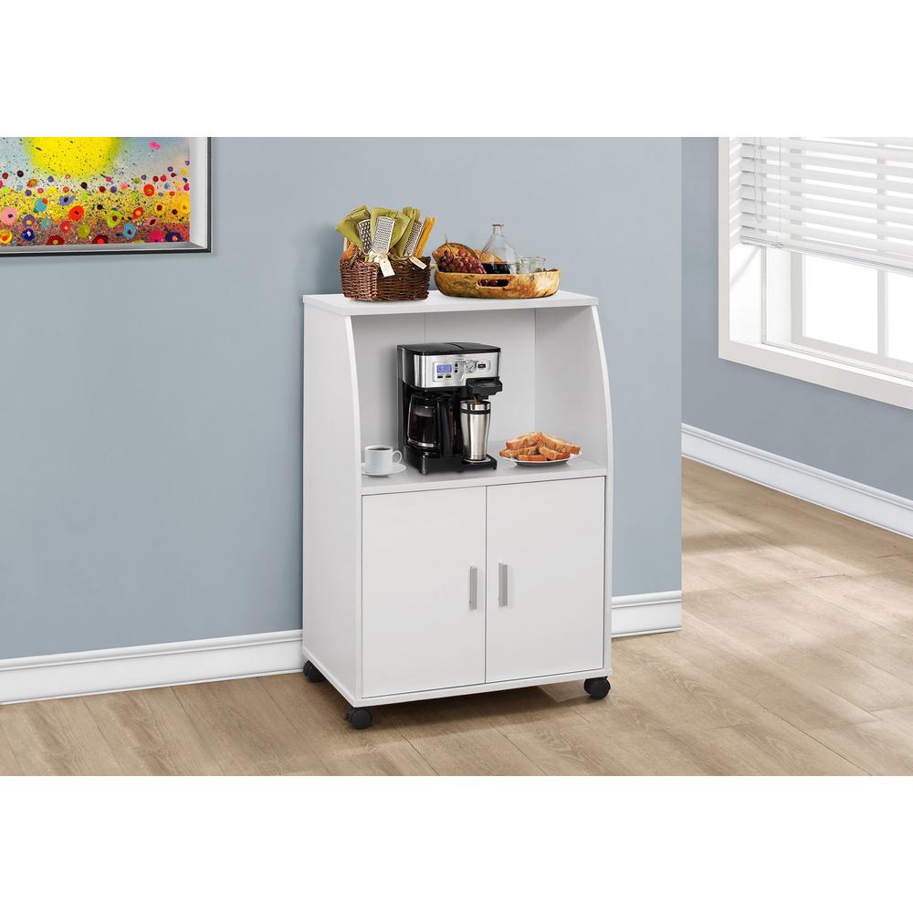 Kitchen Cart, Rolling Mobile, Storage, Utility, White Laminate. Picture 2