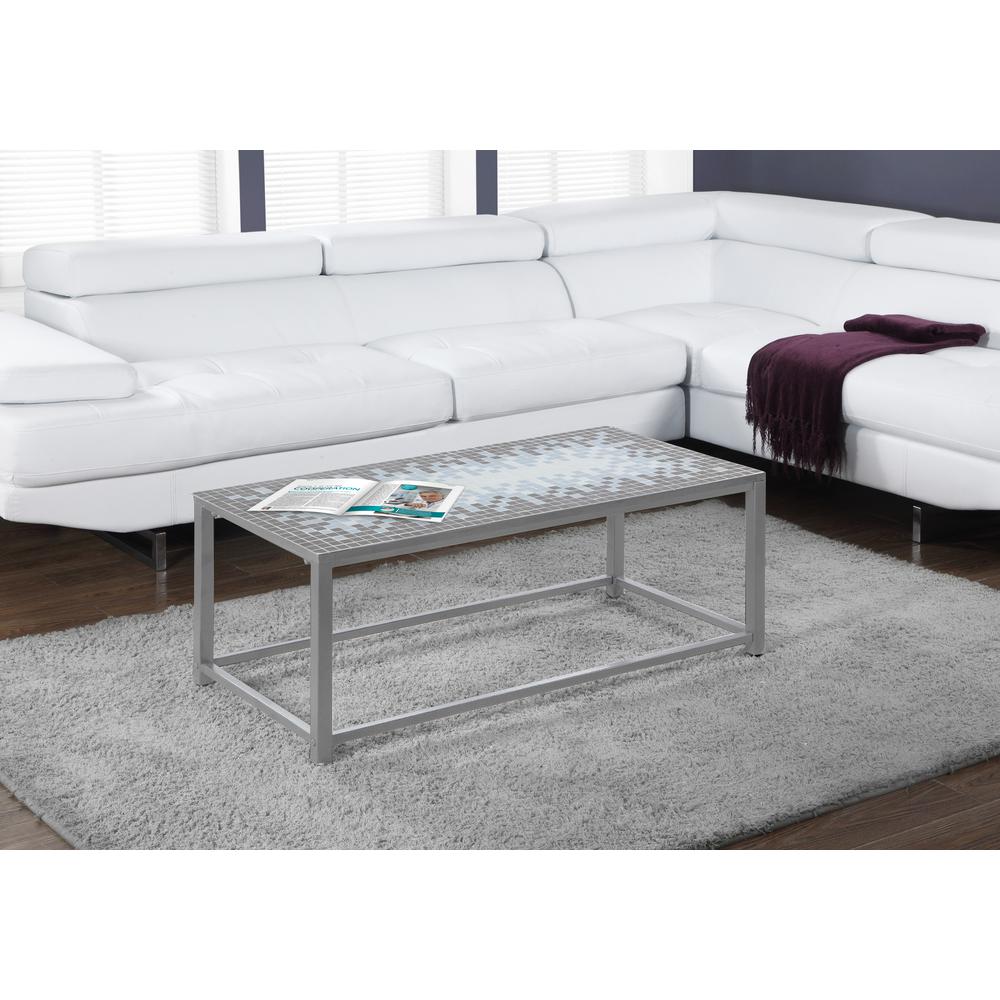 Coffee Table, Accent, Cocktail, Rectangular, Living Room, 42 L, Blue Tile. Picture 2