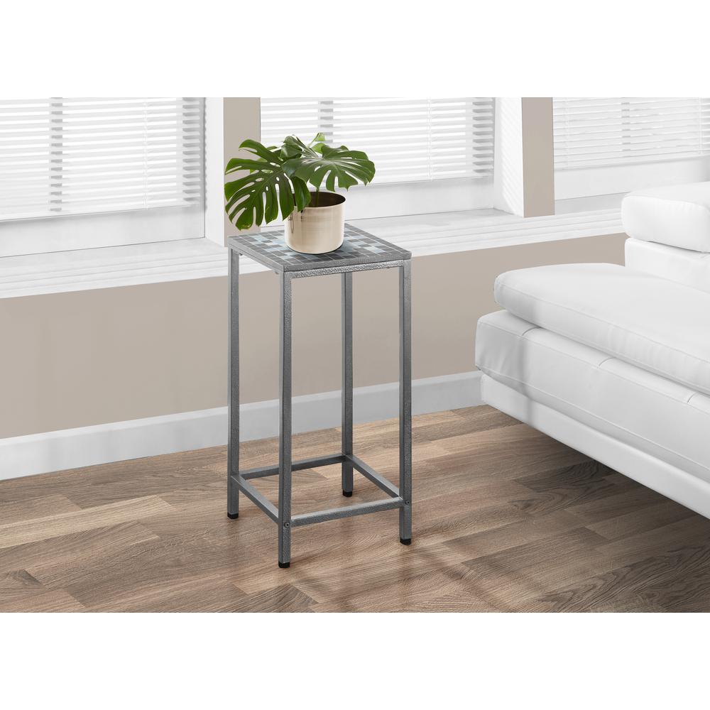 Accent Table, Side, End, Plant Stand, Square, Living Room, Bedroom, Blue Tile. Picture 2