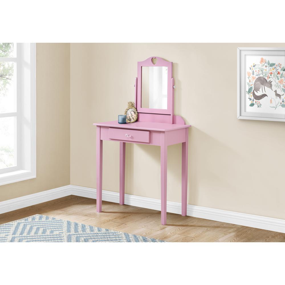 Vanity, Desk, Makeup Table, Organizer, Dressing Table, Bedroom, Pink Wood. Picture 2