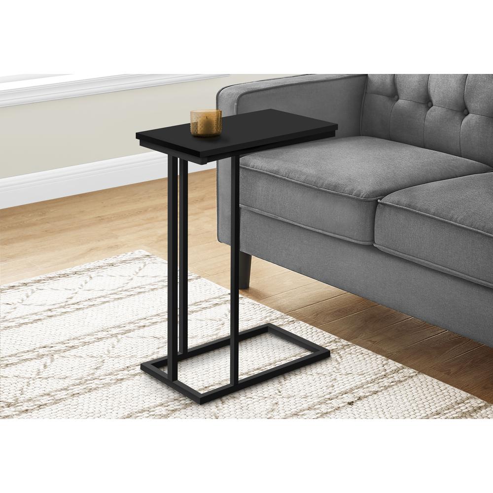 Accent Table, C-shaped, End, Side, Snack, Living Room, Bedroom, Black Laminate. Picture 8