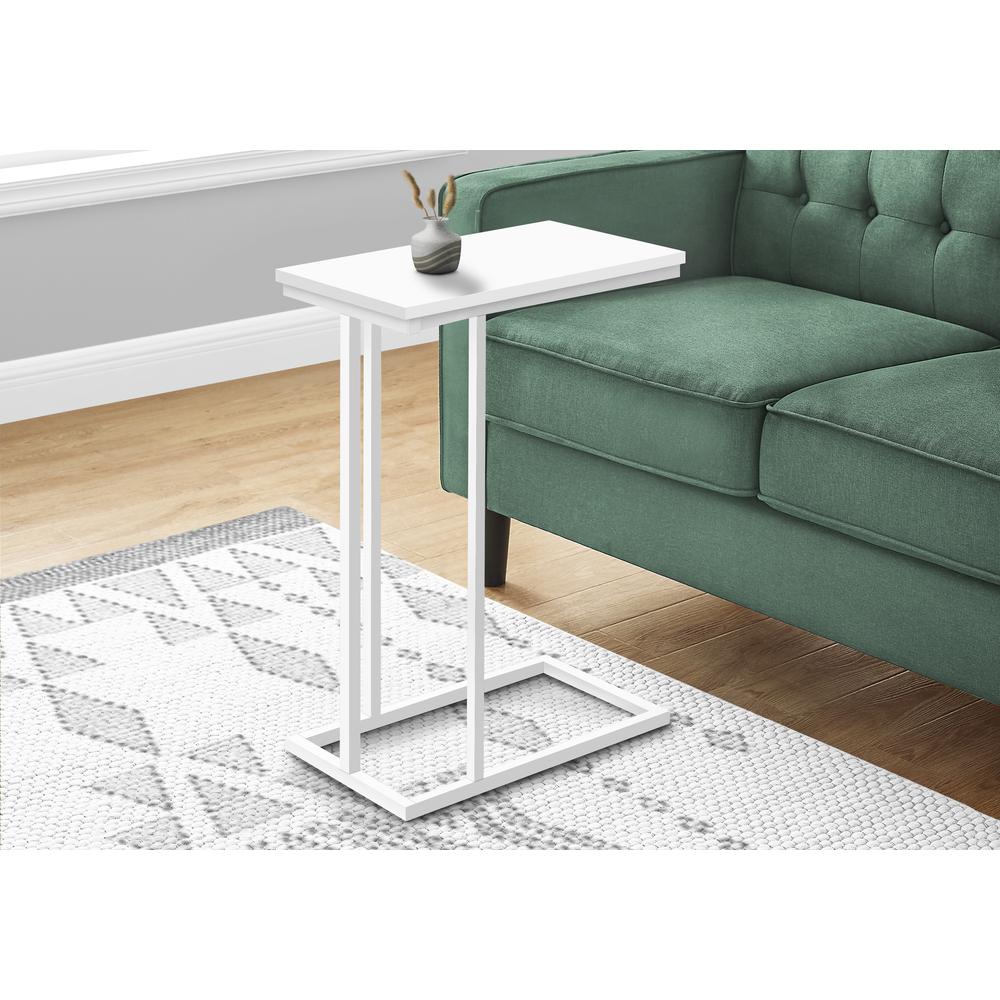Accent Table, C-shaped, End, Side, Snack, Living Room, Bedroom, White Laminate,. Picture 8